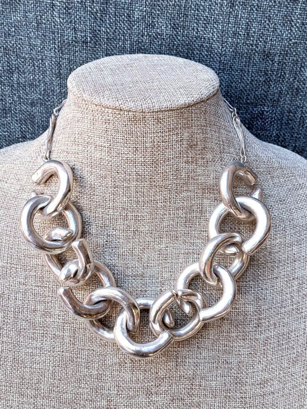 CHUNKY STERLING SILVER CHAIN LADIES NECKLACE SIGNED SEE PICTURES